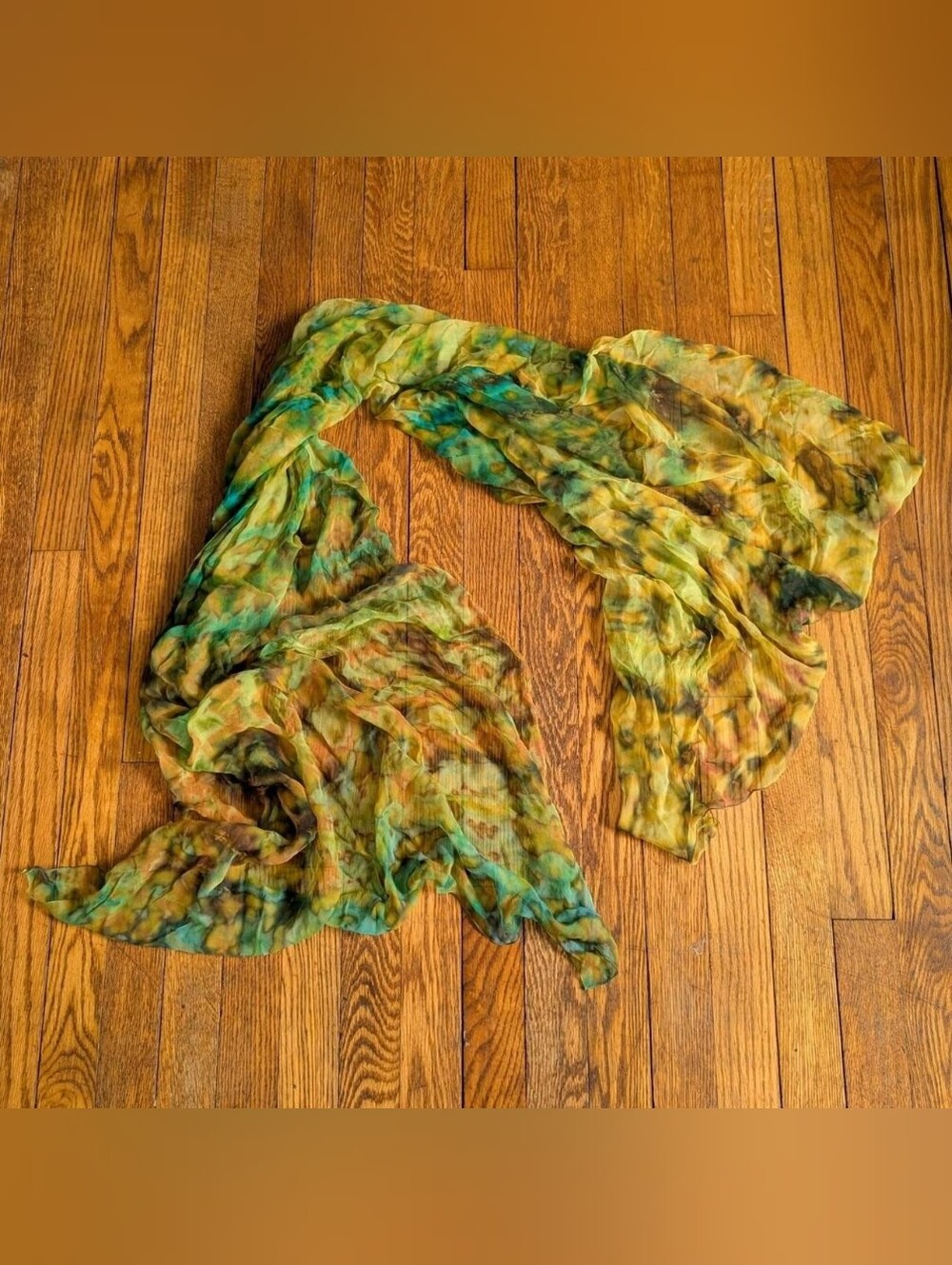 Vintage Silk Tie-Dye Design Scarf Wrap
